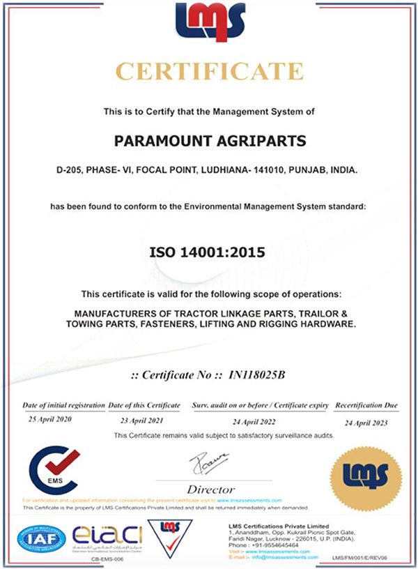 iso 14001 2015 certificate